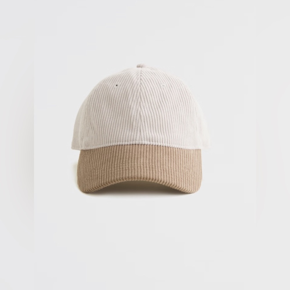 Abercrombie Corduroy Two Toned Beige Dad Baseball Cap Hat One Size